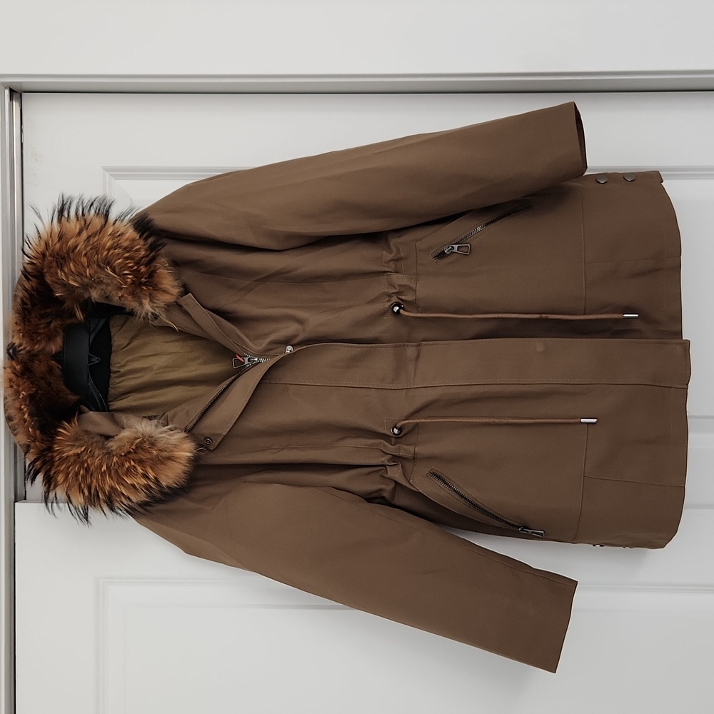 NWT Genuine Raccoon Dog Fur Rabbit Fur Lining 3 in 1 Waterproof Parka
